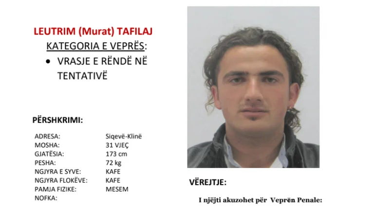 Polizei auf der Suche nach locale Leutrim Tafilaj Suche nach Hilfe von Bürgern