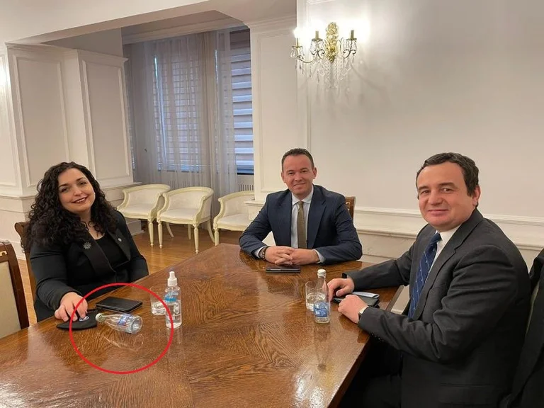 Photo of Kurti-Osman talks published, a fallen water bottle gets attention