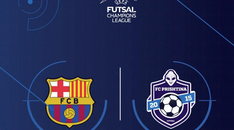 Cette télévision diffuse le match de football Barcelone-Pristina
