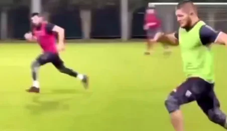 Lesnar or Khab, who best plays soccer, discovers past viral video