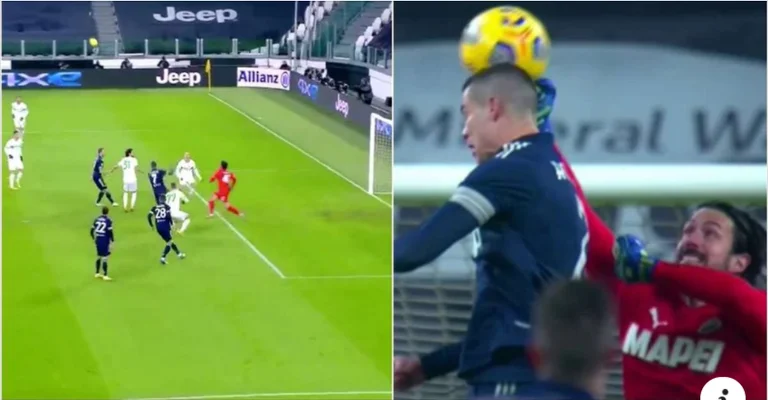 Cristiano Ronaldo vient de sauter plus haut que les mains du portier