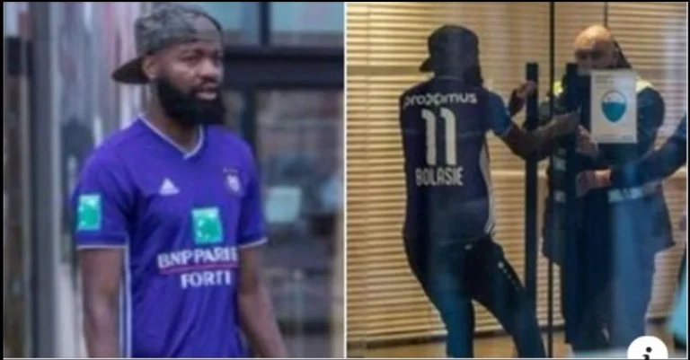 Antwerp striker wears Anderlecht's fanfare in the exercise to force transfer, fights even with security
