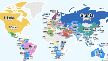 Este es un mapa de las marcas mundiales de automóviles