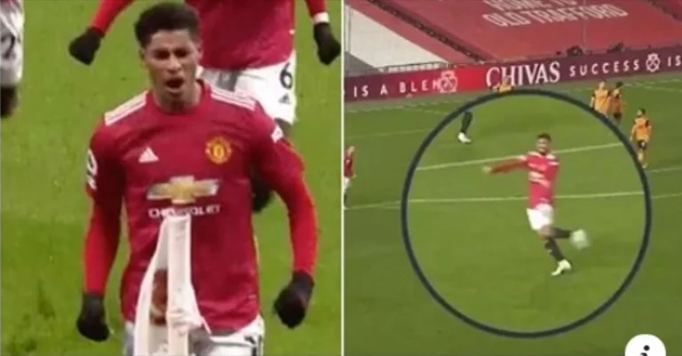 Bruno Fernandes' reaction to Marcus Rasford's winning goal against Wolfwes has been captured by the camera.