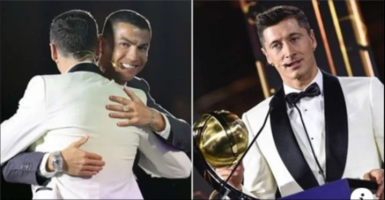 CR7 won the Player of the Year award, but decided to donate Leandowski because she thought it was unfair