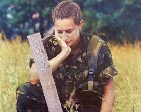 British soldier in Kacanik where she was suspected of a mass grave