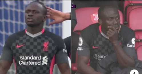 Sadio Mane was frustrated to be replaced by Mo Salah after 57 minutes against Palace