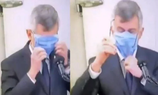 Es wird das virale Video des Ministers, das eine andere Form der Maske zeigt