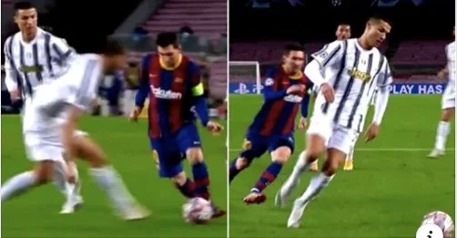 Cristian Ronaldo showed Bonucci how to defend against Mess after putting the ball under his feet