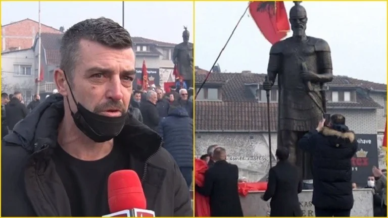 September sculpture in Prizren: I've been trying to get people to take Skenderbea soil.