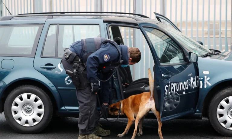 Ein Auto mit politischen Botschaften stürzt an Angela Merkels Bürotür ab