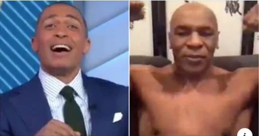 Mike Tyson strips on live broadcast during the interview to show the physical brilliant