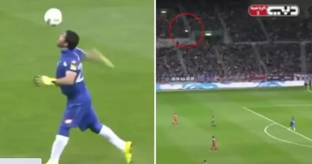 The Syrian goalie has gone viral, and they've played volleyball with the ball instead of hitting him.