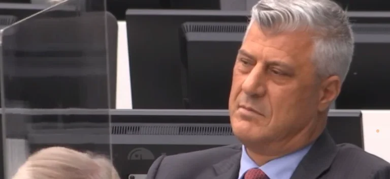 ” See Thaci's reaction when this sentence is read in The Hague