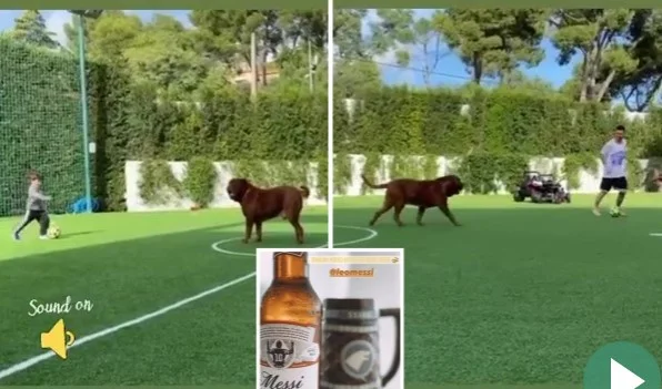 Messie celebrated Barcelona's 5:2 win with their young boys and dog. Here's the view.