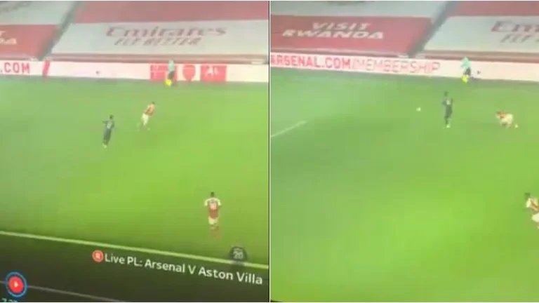 Disgraceful moment of the Arsenal player falling without anyone's interference