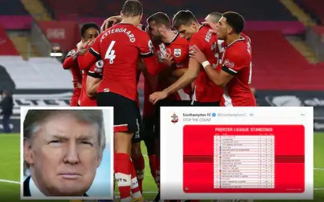 La brillante palla di Southampton con Donald Trump dopo aver sconfitto Newcastle