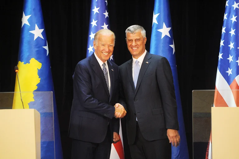 Andrew Thaci posts Hashim Thaci's video with Joe Biden