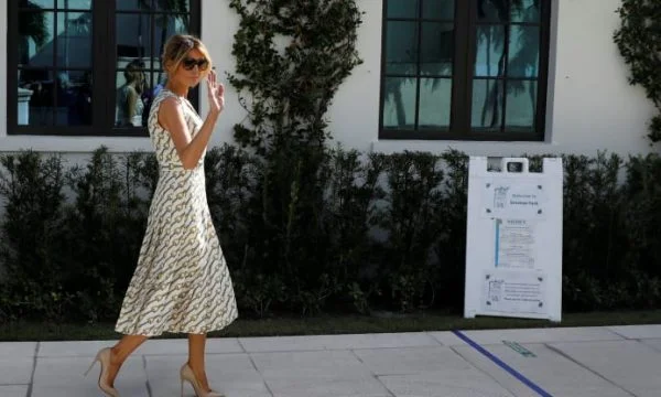 Melanie Trump comes out to vote without a mask