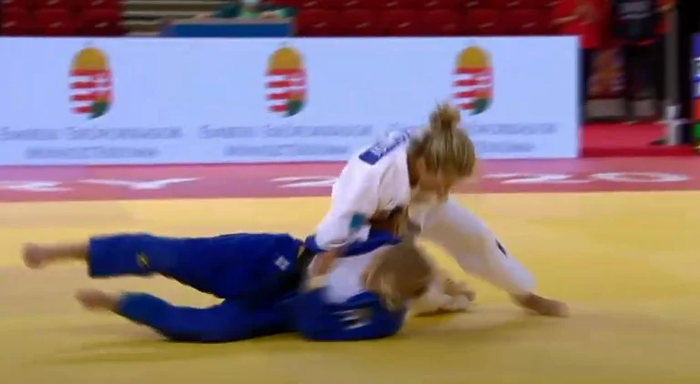 Der außergewöhnliche Bezirk Krasniqi in Budapest gewinnt mit Ippon und bewegt sich weiter