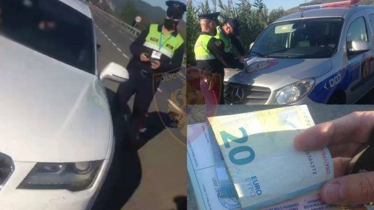 Kosovo verhaftet in Morina, versuchte, albanische Polizei mit 20 Euro zu bribe