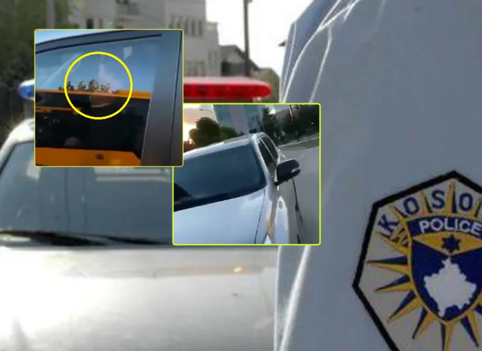 He nearly hit him by the car, the policeman comes back and shows the middle finger to the citizen