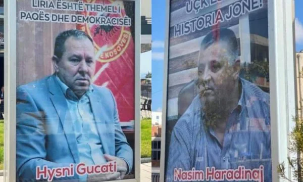 Fotografi të Gucatit e Haradinajt vendosen rrugëve të Prishtinës