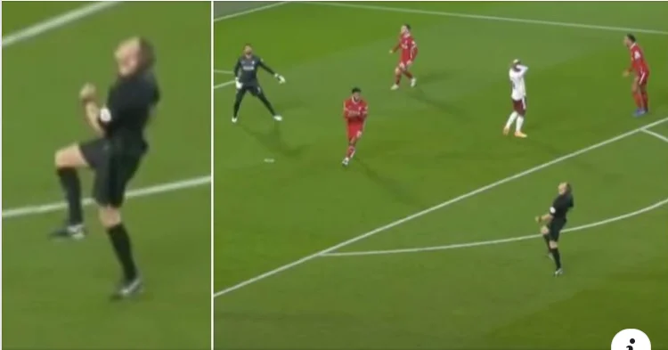 Les fans ont remarqué le moment où le juge Craig Pawson a réagi avec frustration après que Lacazet a perdu sa chance contre Liverpool.