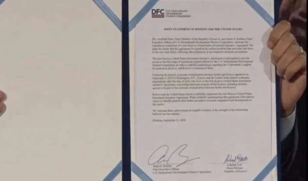 What the joint economic declaration between Kosovo and the US (Document) contains