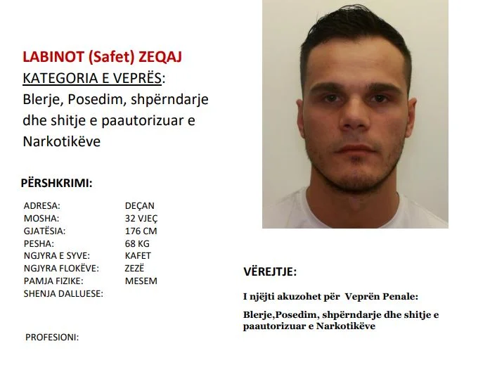 Nëse e shihni këtë person, njoftojeni menjëherë policinë