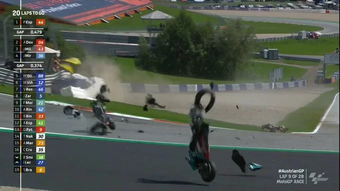 Terrible accident in Austria GP, pilots crash and fly several meters