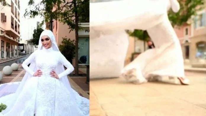 Nusja në Liban pozon për fotot e dasmës, ndërsa në ato momenti ndodh edhe shpërthimi (VIDEO)
