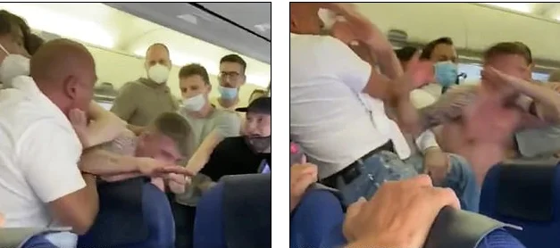 Sherr i madh në avion, dy pasagjerë të dehur përleshen dhe gjakosen sepse nuk vendosën maskë
