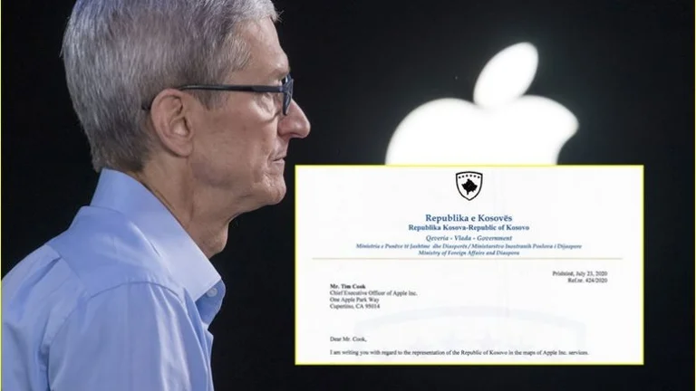 Government at Official Request, Urges Apple Company to recognise Kosovo Borders