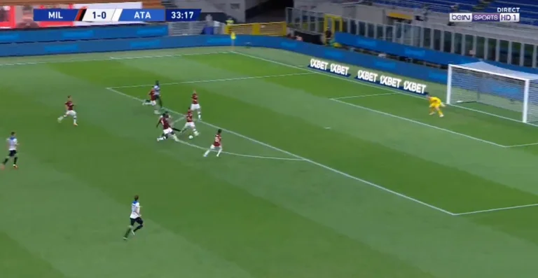 It's not during Milan's defense embarrassment costs him a goal.