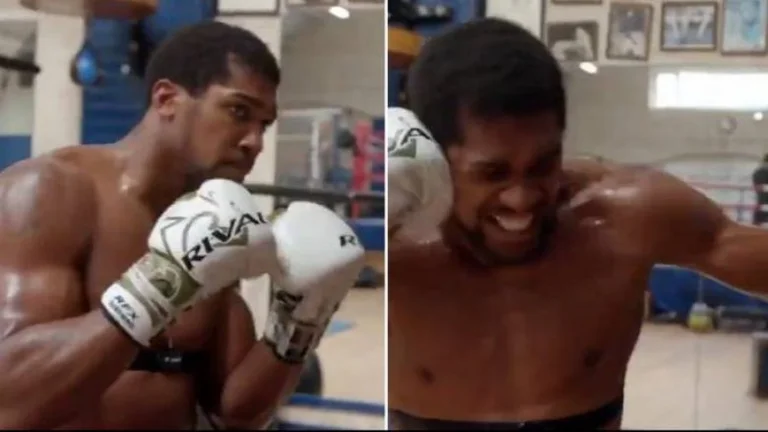 Joshua shows the thrilling power of training that almost breaks his arm by hitting