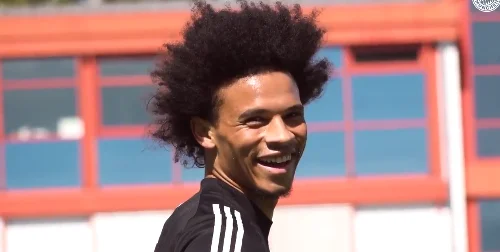 Sane smiled at first training with Bayer