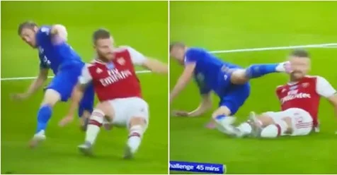 They take out images from the new angle that show that Vardy deliberately kicked Mustaf in the face