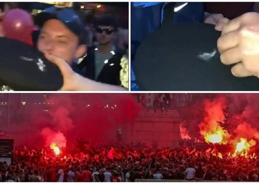 When madness exceeds any limit: Shocking view, Liverpool fan breathes cocaine on police hat