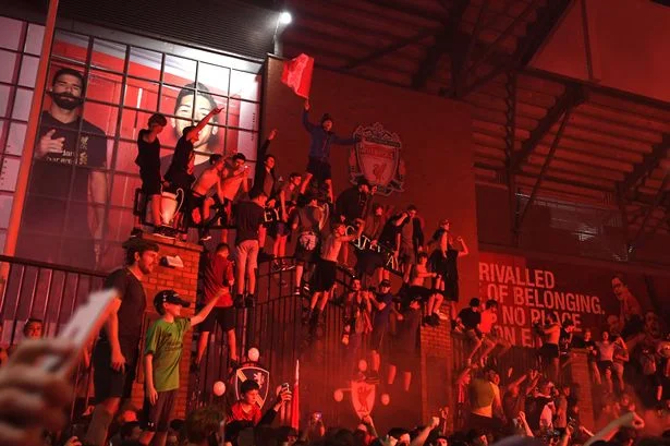 Japan Liverpool after thousands of fans gathered to celebrate the title outside the stadium