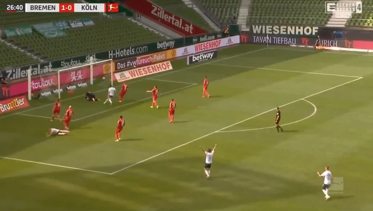 Racica decisive in the crucial match for Werder, just scored a fantastic goal against Kolnni