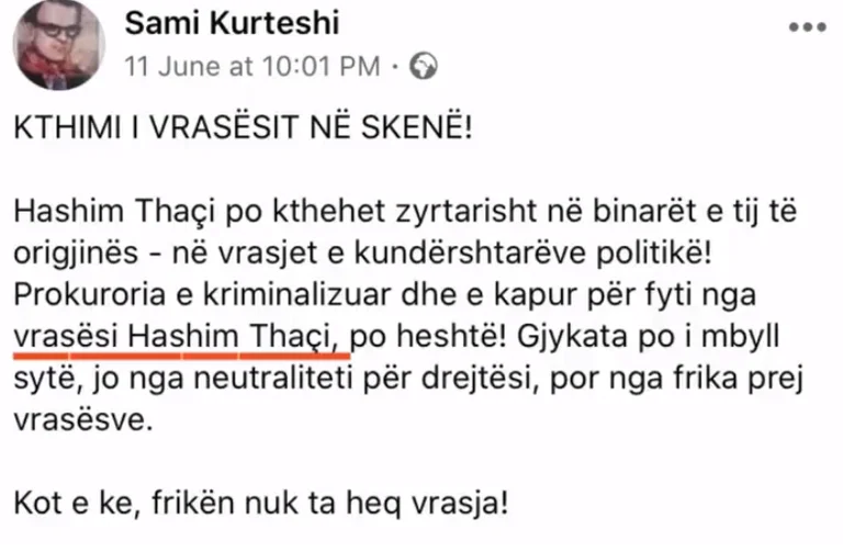 “Ends”, “Criminal” A Facebook page distributed VV footage to KLA leaders over the years