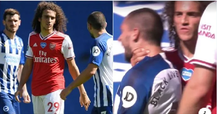 Matteo Guddownuz wurde brutal mit den Löhnen der Brighton-Spieler während des Spiels geräumt.