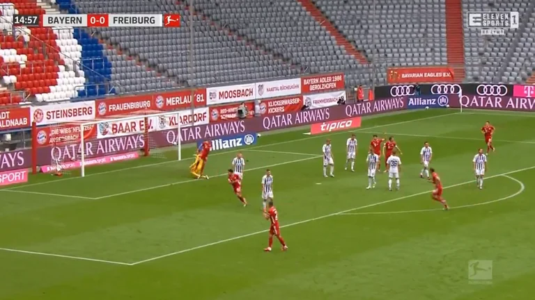 Bayern Munichu në epërsi kundër Freiburgut, një sulmues asiston për një mbrojtës