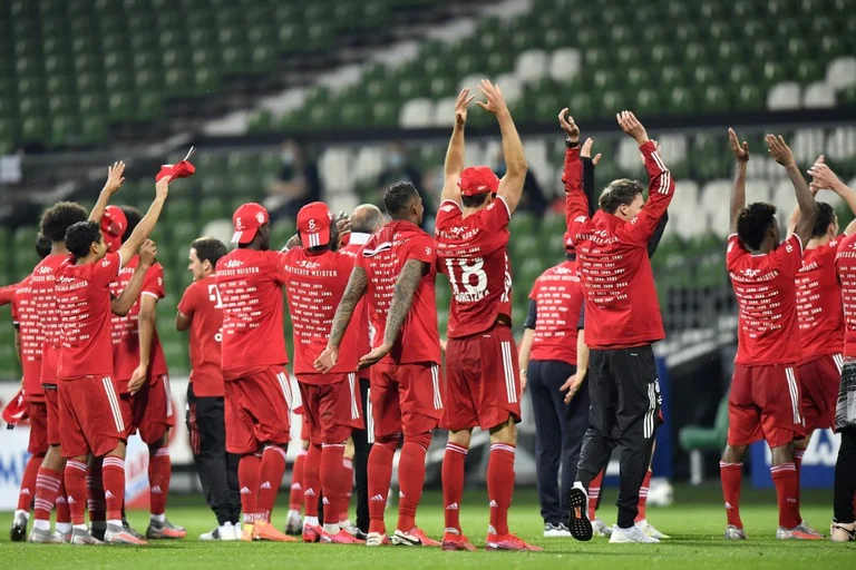 Painful view from Bayerney's party in empty stadium after winning the title last night