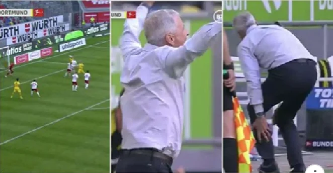 Dortmunds Coach verletzt sich, indem er Halands Siegerziel bei 96. Minute feiert