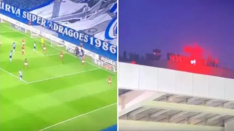 Porto fans aucun virus les arrêtant, le toit du stade pendant le match