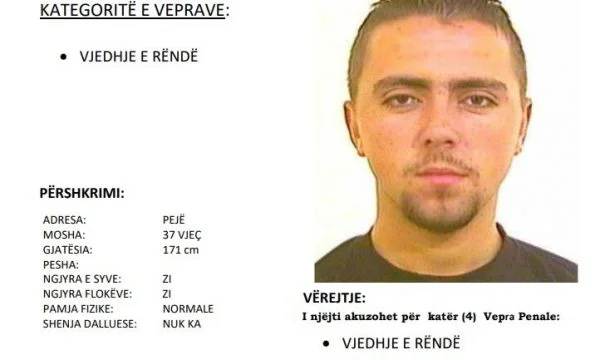 Policia kërkon ndihmën e qytetarëve për kapjen e këtij personi nga Peja