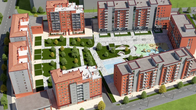 Faszinierende Aussicht auf eine Nachbarschaft in Pristina