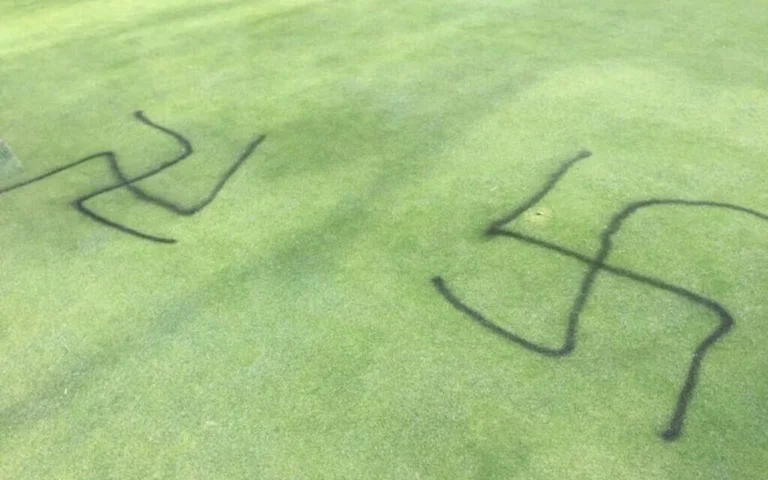 Homophobic and vulgar images on a golf course in Australia have also created political debate